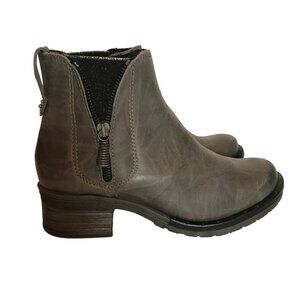 Dromedaris Womens Gray Leather Ankle Boots Size 6.5-7/37 Side Zip